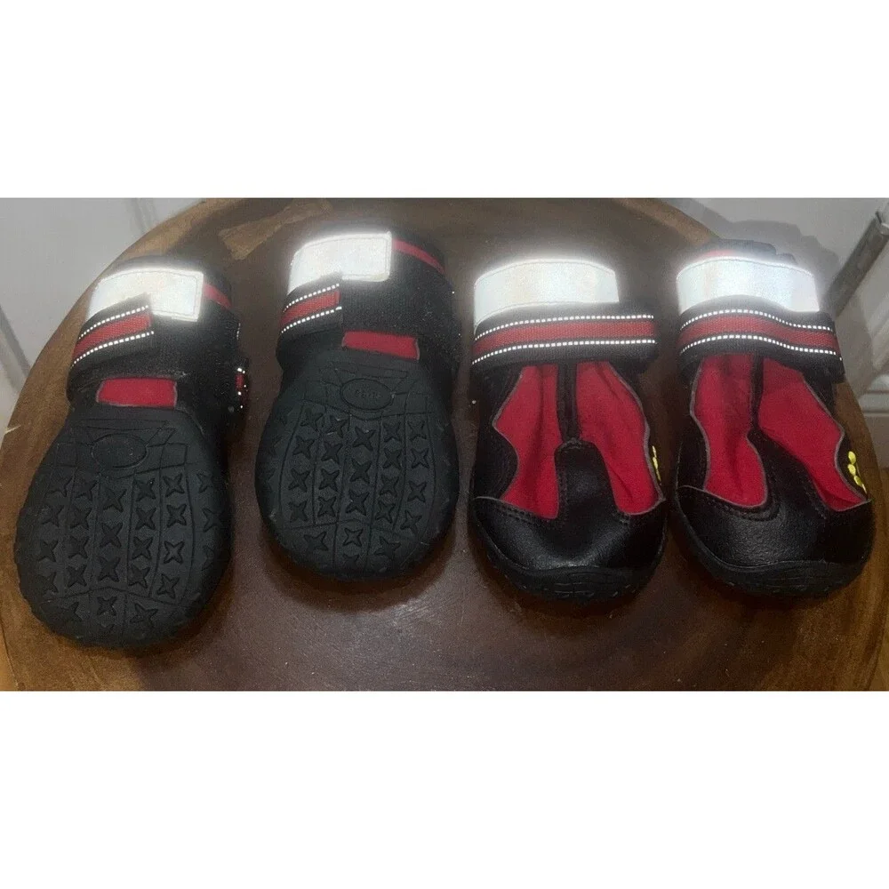 Red Black Dog Anti Slip Shoes/Boots For Snow/Rain/Hot Pavement Size 6